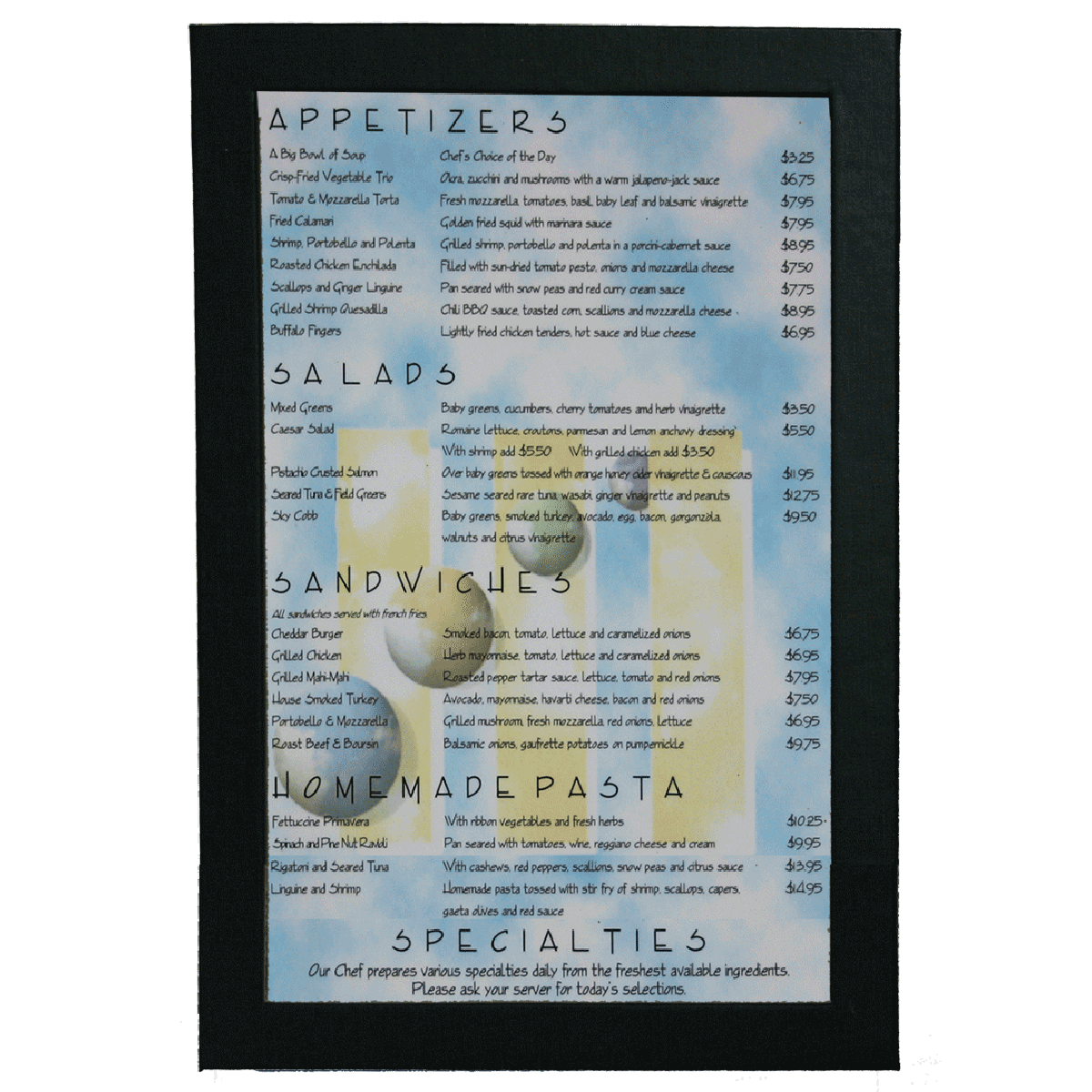 Summit Linen Menu Frame