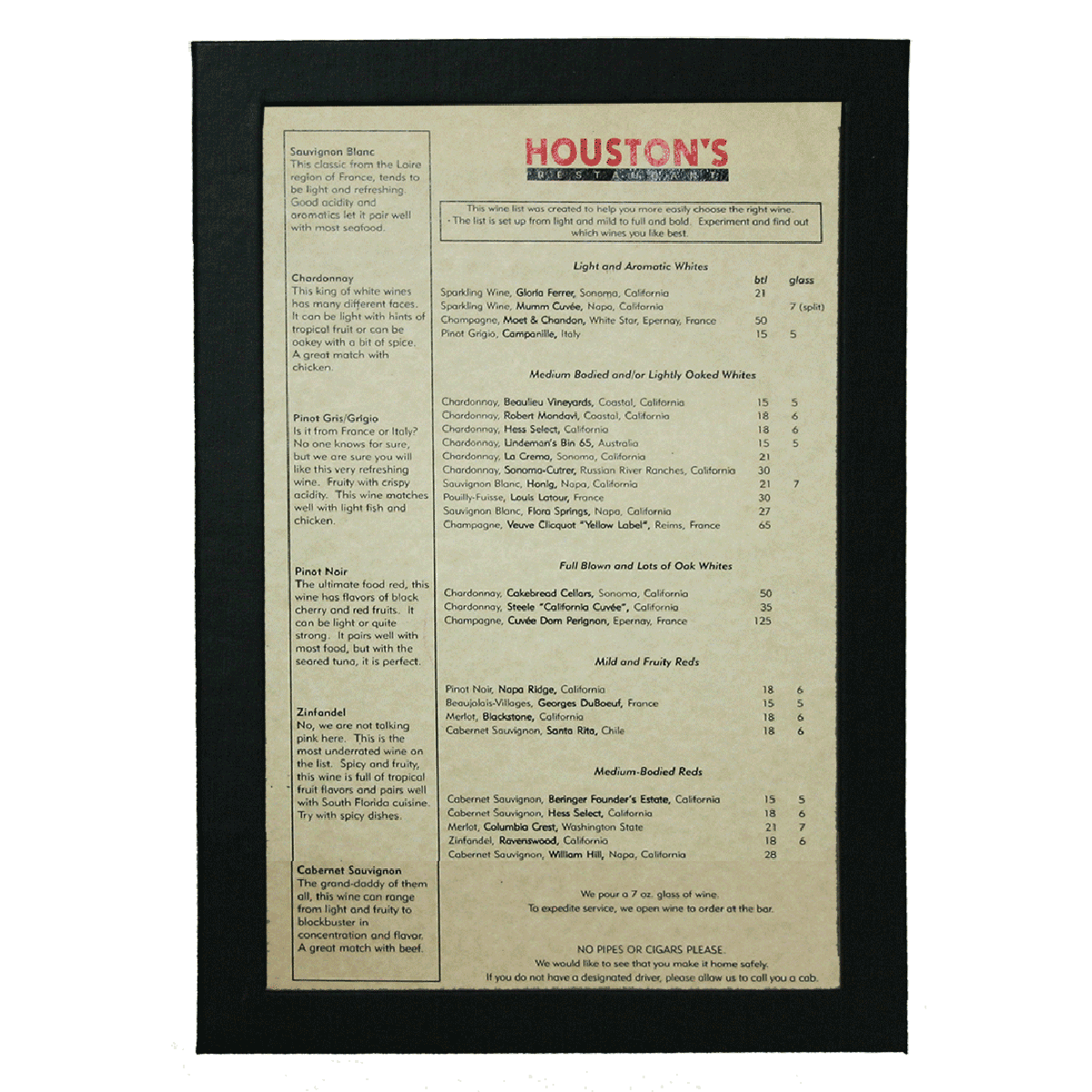 Oakmont Menu Frame