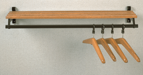 Wooden Folding Wall-Mounted Coat Rack With Hanger Bar And Shelf Image 1 - Wooden Folding Wall-Mounted Coat Rack With Hanger Bar And Shelf