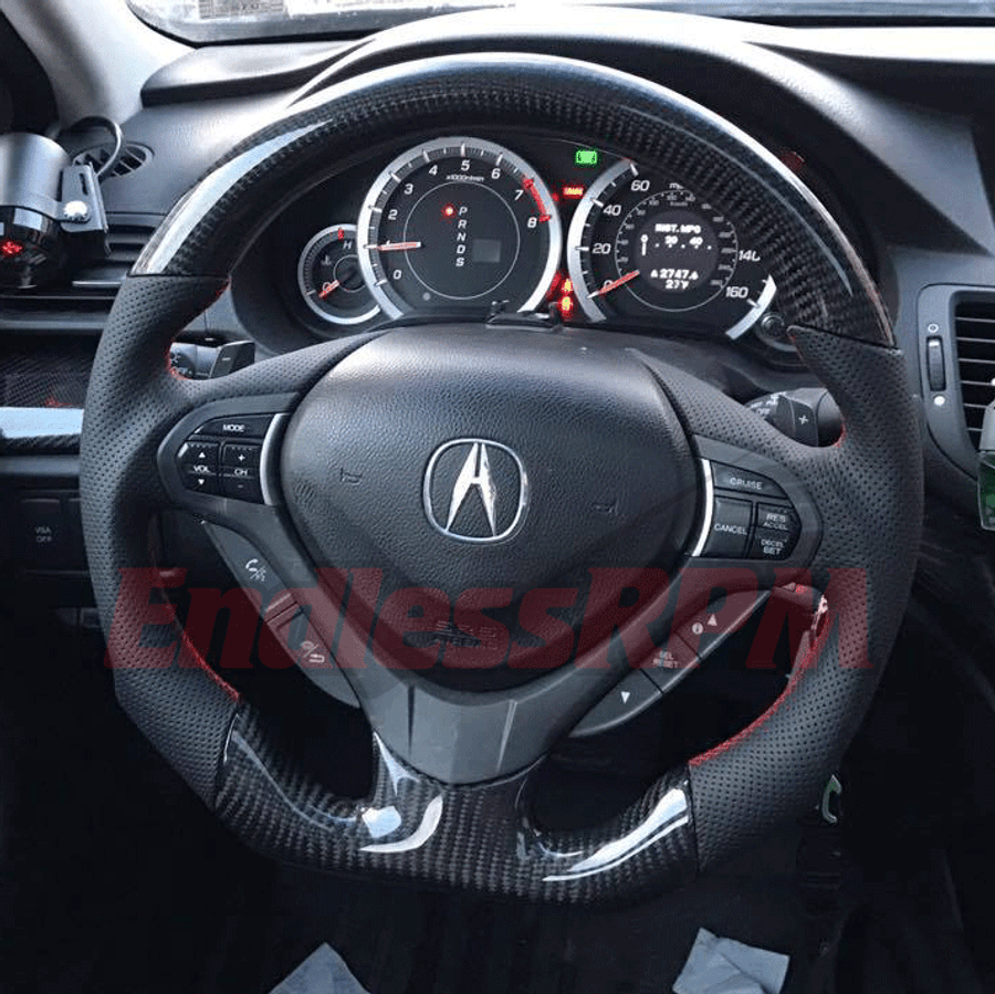 custom acura tsx steering wheel carbon fiber and woodgrain