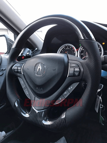 custom acura tsx steering wheel carbon fiber and woodgrain