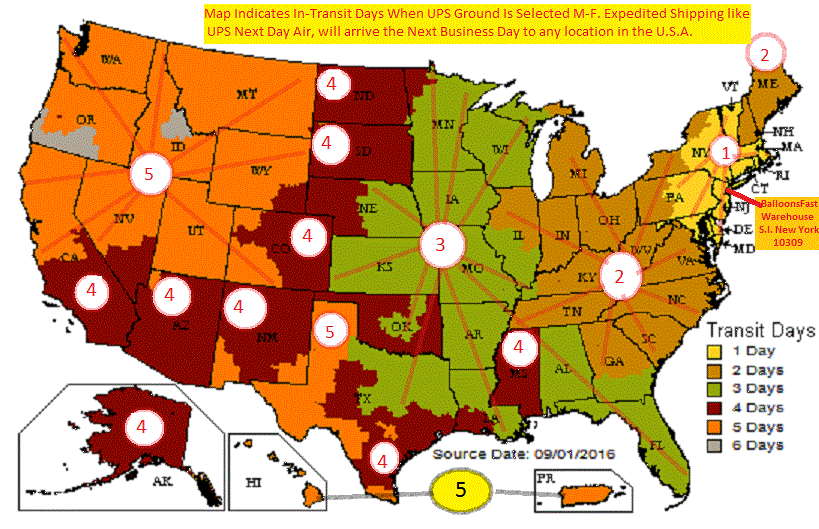 BalloonsFast Shipping Information   Ups Map New 