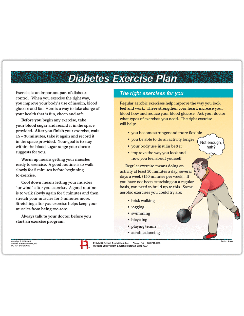 diabetes exercise plan tearpad 50 sheets per pad pritchett and hull